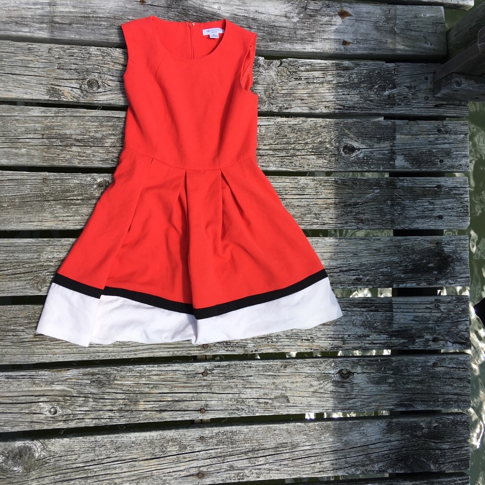 Dress 6 petite red white black 6P fit and flare - Picture 6 of 9